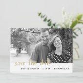 Sparen de Datum van de Kaart van de Foto Gold Foil (Staand voorkant)