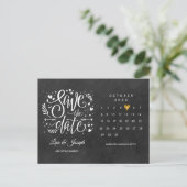 Sparen de Datum van de Kalender Gold Chalkboard Fo Briefkaart (Staand voorkant)