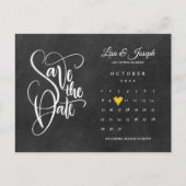 Sparen de Datum van de Kalender Gold van het Hart  Aankondigingskaart (Voorkant)