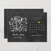 Sparen de Datum van de Kalender Gold van het Hart  Briefkaart (Voorkant / Achterkant)