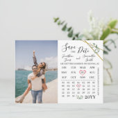 Sparen de datum van de Kalender Greenery bruiloft Kaart (Staand voorkant)