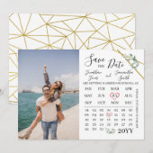 Sparen de datum van de Kalender Greenery bruiloft Kaart (Voorkant / Achterkant)