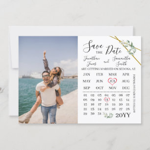 Sparen de datum van de Kalender Greenery bruiloft  Kaart