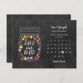 Sparen de Datum van de Kalender het Hart Mason Jar Briefkaart (Voorkant / Achterkant)