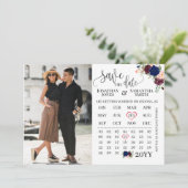 Sparen de datum van de Kalender van de Foto navy b Kaart (Staand voorkant)