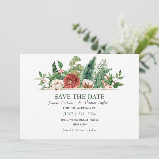 Sparen de Datum van de Kerstwinter van de Weddensc Save The Date (Staand voorkant)