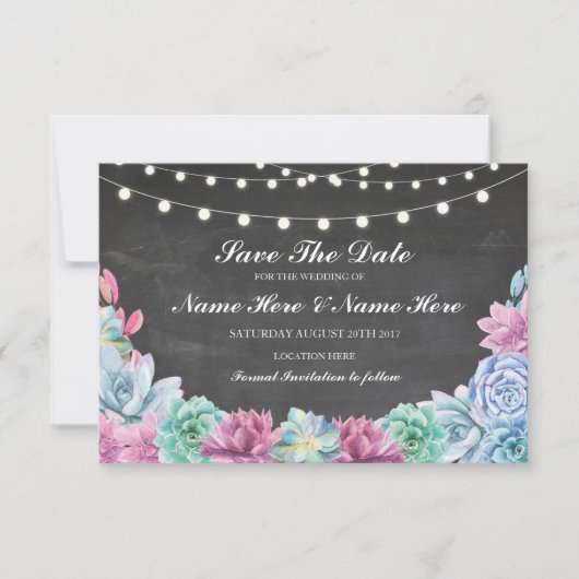 Sparen de Datum van de Praalk Rustic SucculentsKaa Save The Date (Voorkant)