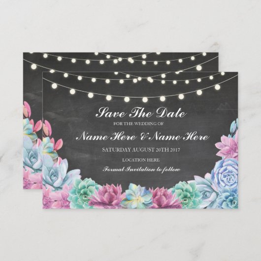 Sparen de Datum van de Praalk Rustic SucculentsKaa Save The Date (Voorkant / Achterkant)