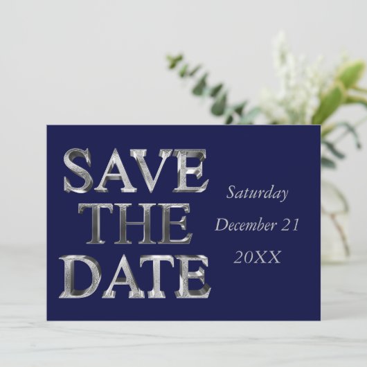 Sparen de Datum van de Rode Zeemacht Blauwe Zilver Save The Date (Staand voorkant)