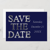 Sparen de Datum van de Rode Zeemacht Blauwe Zilver Save The Date (Voorkant / Achterkant)