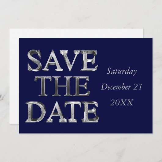 Sparen de Datum van de Rode Zeemacht Blauwe Zilver Save The Date (Voorkant / Achterkant)