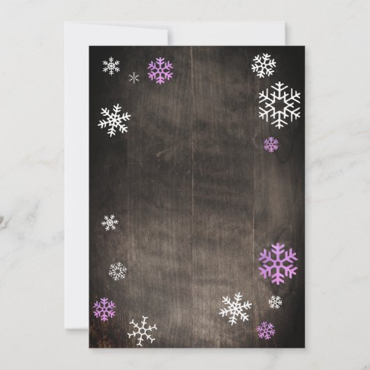 Sparen de datum van de rooskleurige sneeuwvlok bab kaart (Achterkant)