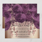 Sparen de Datum van de Rozen van de goudfloral her Save The Date (Voorkant / Achterkant)