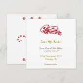 Sparen de datum van de trouwuitnodiging kaart rood (Voorkant / Achterkant)