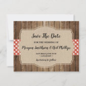 Sparen de Datum van de Vertrouwenkaart Red Gingham Save The Date (Voorkant)