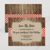 Sparen de Datum van de Vertrouwenkaart Red Gingham Save The Date (Voorkant / Achterkant)