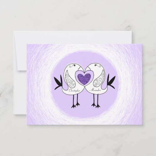 Sparen de Datum van de Vogel RSVP kaarten Paars 1 (Voorkant)