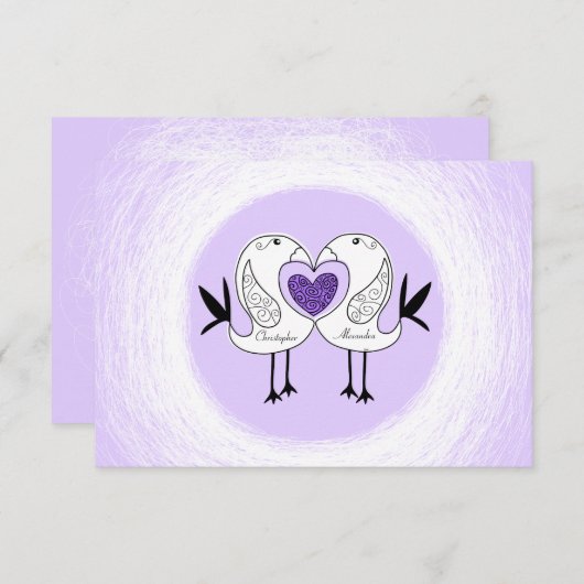 Sparen de Datum van de Vogel RSVP kaarten Paars 1 (Voorkant / Achterkant)