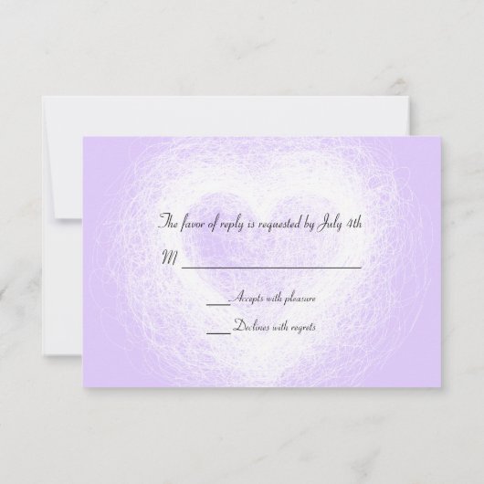 Sparen de Datum van de Vogel RSVP kaarten Paars 1 Kaartje (Achterkant)