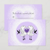 Sparen de Datum van de Vogel RSVP kaarten Paars 1 Kaartje (Voorkant / Achterkant)