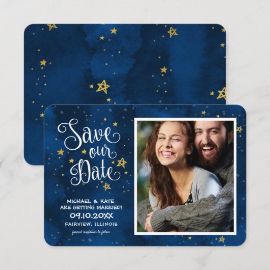 Sparen de Datum van de Waterverf van de Sterrennac Save The Date (Voorkant / Achterkant)