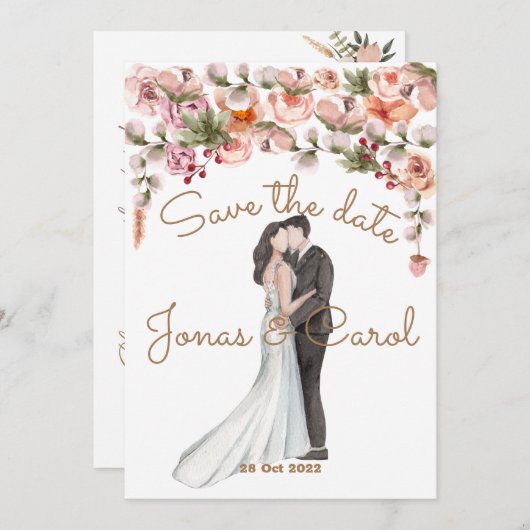 Sparen de datum van de waterverf van de Uitnodigin Save The Date (Voorkant / Achterkant)
