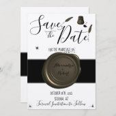 Sparen de Datum van de WeddenPen & Inkwell Kaart (Voorkant / Achterkant)