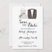 Sparen de Datum van de Weddenschap Bride & Groom Kaart (Voorkant)