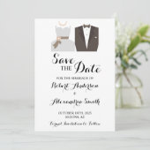 Sparen de Datum van de Weddenschap Bride & Groom Kaart (Staand voorkant)