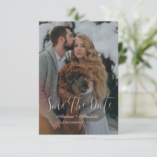 Sparen de Datum van de Winterbruiloft Save The Date (Staand voorkant)