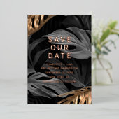 Sparen de Datum van Elegant Zwart Gold laat Foto Folie Uitnodiging (Staand Voorkant)