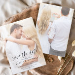 Sparen de Datum van het Afbeelding van de Foto Wed Save The Date<br><div class="desc">Transparantie die aangepaste en gepersonaliseerde foto's op de voor- en achterkant van elegante en moderne Save the Date Wedding Invitations bedekt - omvat prachtige en elegante scripttypografie voor de speciale dag van de bruiloft.</div>