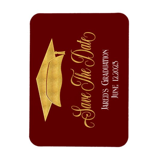 Sparen de Datum van het Afstuderen Faux Gold Afstu Magneet (Verticaal)