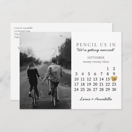 Sparen de Datum van het Begin van het KalenderGoud Briefkaart (Voorkant / Achterkant)