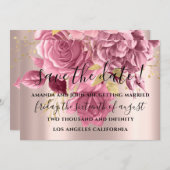 Sparen de Datum van het Bieden Bride Roze Gold Roo Save The Date (Voorkant / Achterkant)