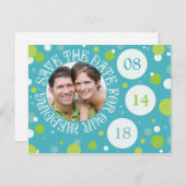 Sparen de Datum van het Blauwe Groene Bind van de  Aankondigingskaart (Voorkant / Achterkant)