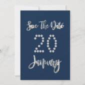 Sparen de Datum van het Blauwe Zilvergrijze Manusc Save The Date (Voorkant)