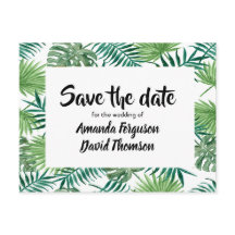 Sparen de datum van het briefkaart groene palmboom