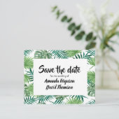 Sparen de datum van het briefkaart groene palmboom (Staand voorkant)