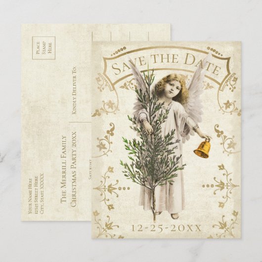 Sparen de Datum van het Briefkaart van de Kerst va (Voorkant / Achterkant)