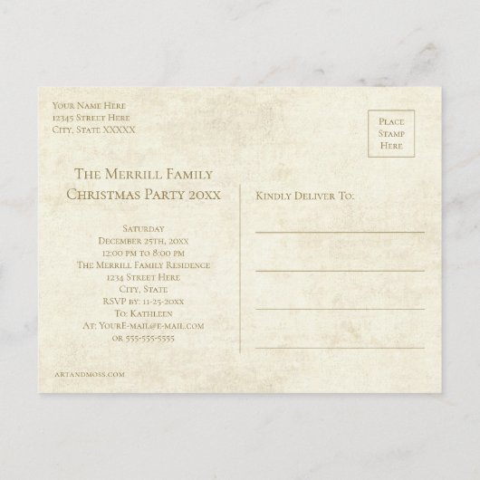 Sparen de Datum van het Briefkaart van de Kerst va (Achterkant)