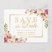 Sparen de Datum van het Elegant Roze Lijst van Flo Briefkaart (Voorkant)