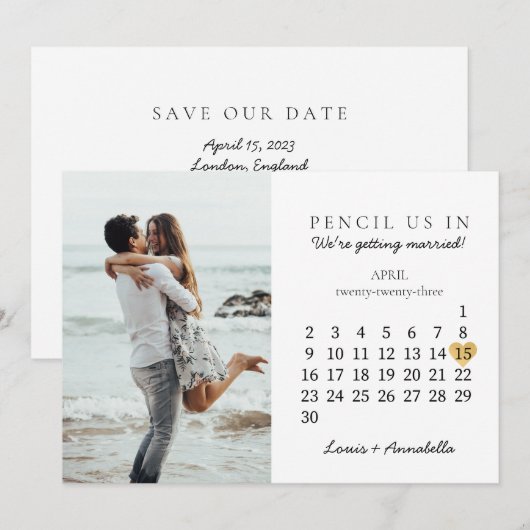 Sparen de Datum van het Goud van de Kalender April Kaart (Voorkant / Achterkant)