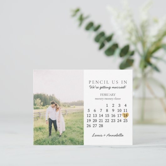 Sparen de Datum van het Goud van de Kalender Febru Briefkaart (Staand voorkant)