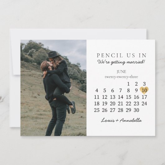 Sparen de Datum van het Goud van de Kalender Juni Kaart (Voorkant)