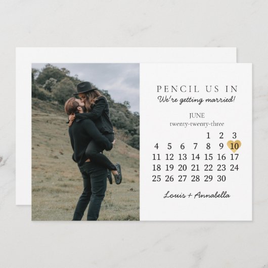 Sparen de Datum van het Goud van de Kalender Juni Kaart (Voorkant / Achterkant)