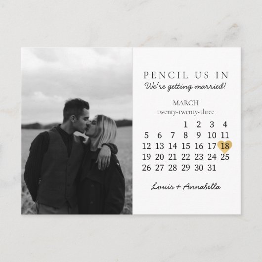 Sparen de Datum van het Goud van de Kalender Maart Briefkaart (Voorkant)