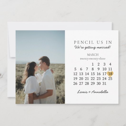 Sparen de Datum van het Goud van de Kalender Maart Kaart (Voorkant)