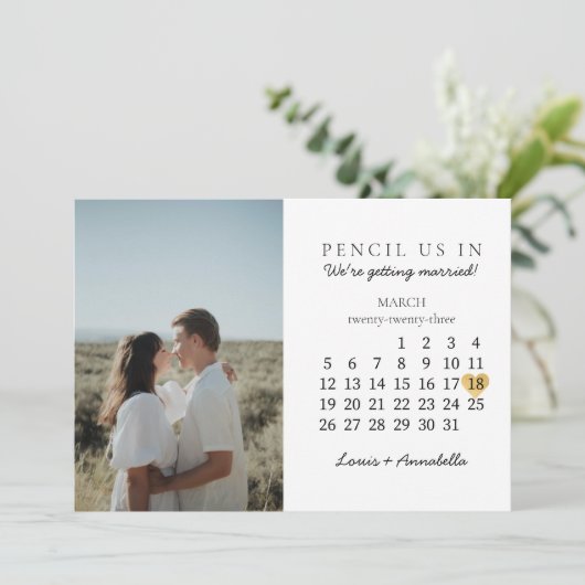 Sparen de Datum van het Goud van de Kalender Maart Kaart (Staand voorkant)