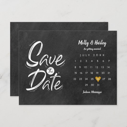 Sparen de Datum van het Gouden Karalkbord van het  Briefkaart (Voorkant / Achterkant)